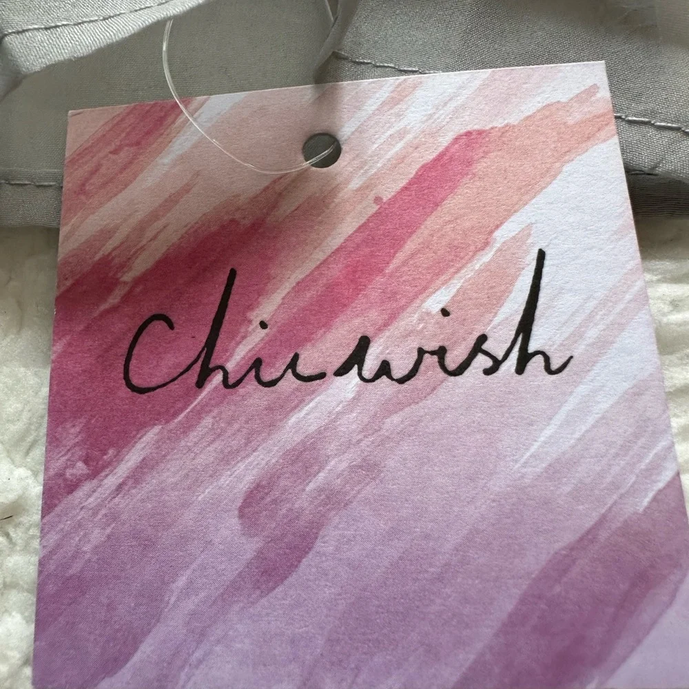Chicwish organza bow knot blouse color gray size small NWT